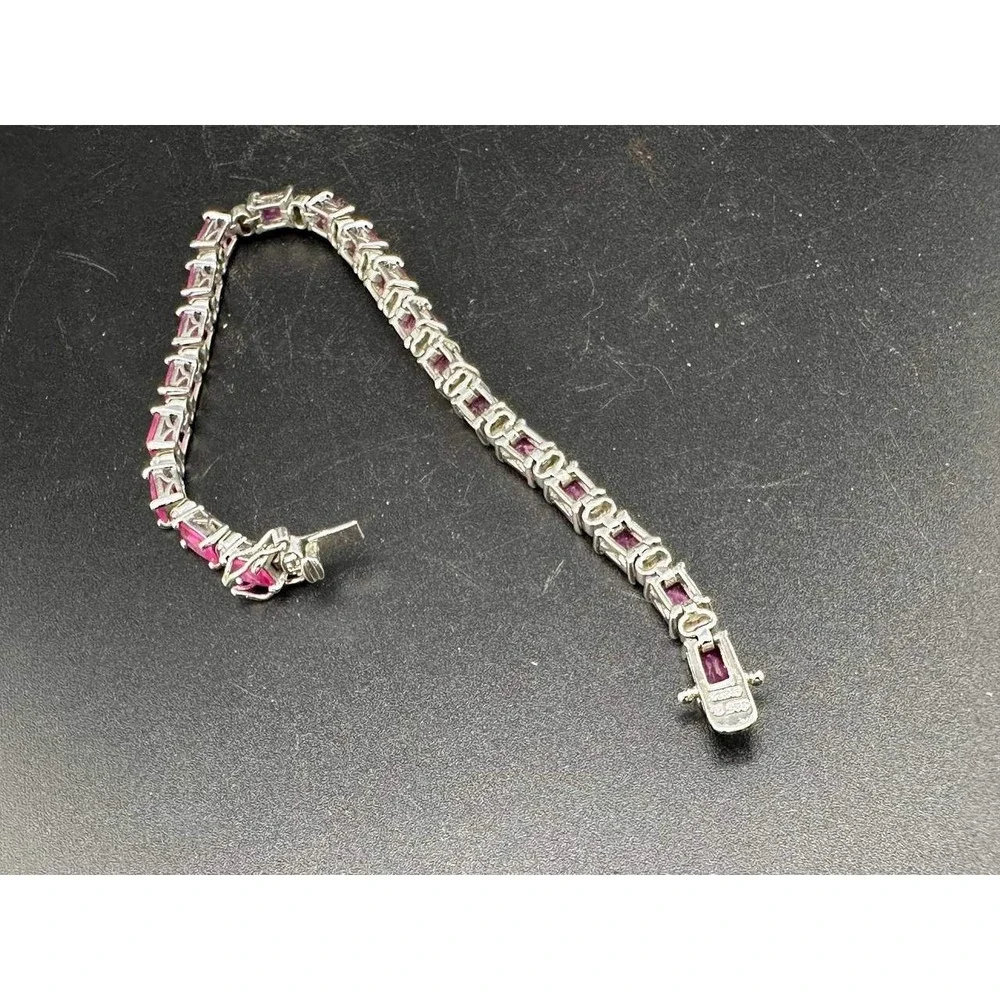 925 Silver Pink‎ Stone Bracelet Ring Earrings Set 051(73)